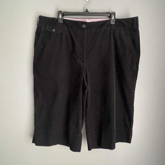 Lands End Corduroy Shorts Women’s Size 20W Black Bermuda Shorts Long Fall Preppy - Picture 1 of 14